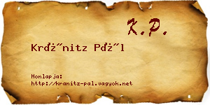 Kránitz Pál névjegykártya